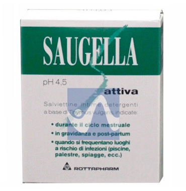 Saugella Linea Attiva Verde Detergente Intimo Delicato 10 Salviettine Morbide