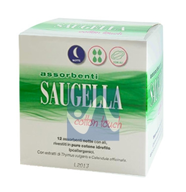 Saugella Linea Cotton Touch 12 Assorbenti Notte con Ali in Puro Cotone Offerta