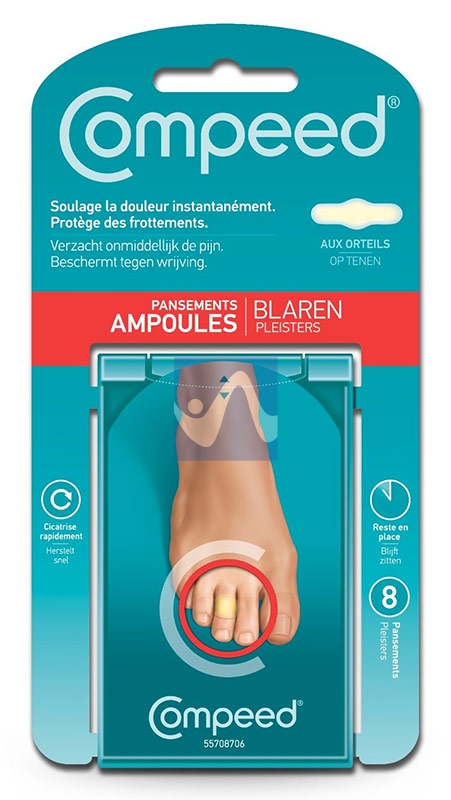 Compeed Linea Protezione Guarigione Vesciche 8 Cerotti Small per Dita del Piede