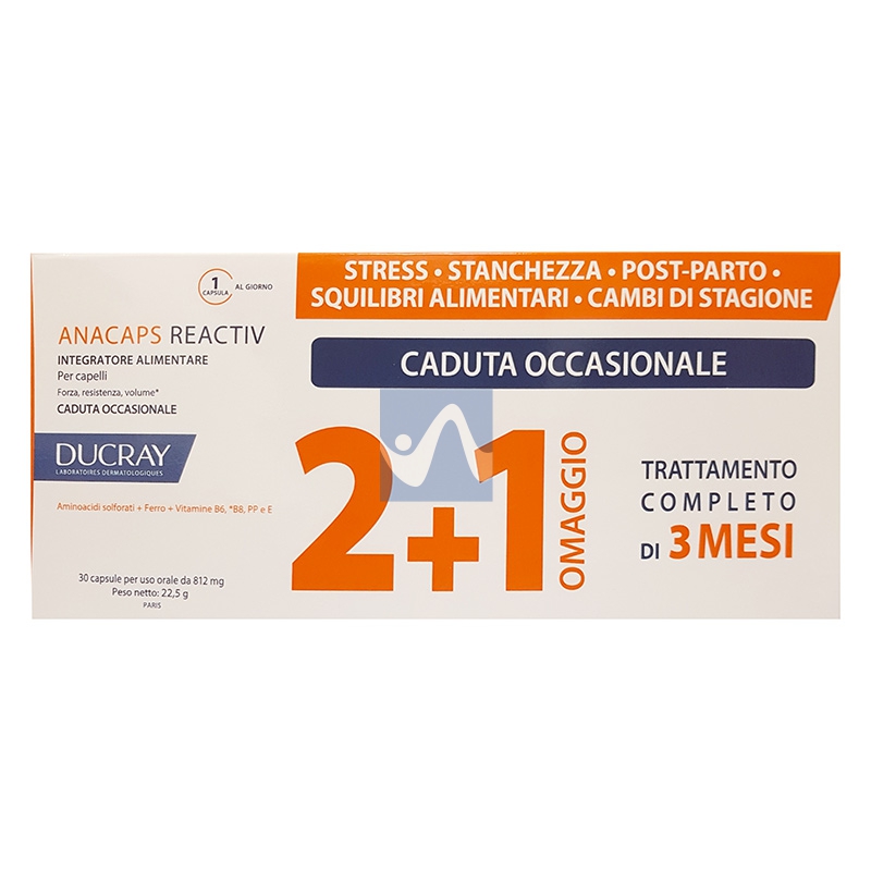 Ducray Linea Fortificante Anacaps Reactiv Integratore Anticaduta 3x30 Capsule
