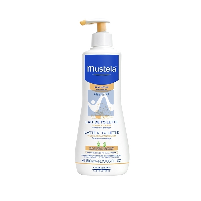 Mustela Linea Pelli Secche Latte di Toilette Detergente Viso Corpo 500 ml