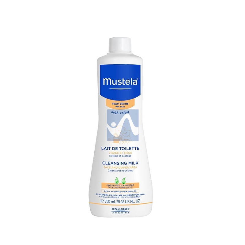 Mustela Linea Pelli Secche Latte di Toilette Detergente Viso Corpo 750 ml