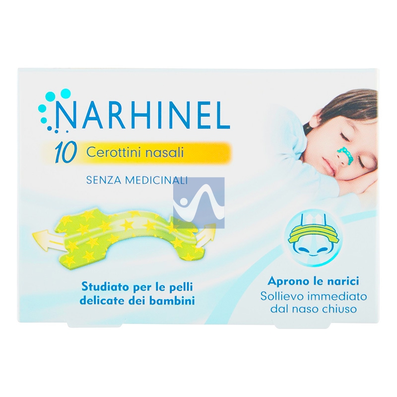 Narhinel Linea Pulizia Salute Nasale 10 Cerottini Nasali Pelli Delicate Bambini