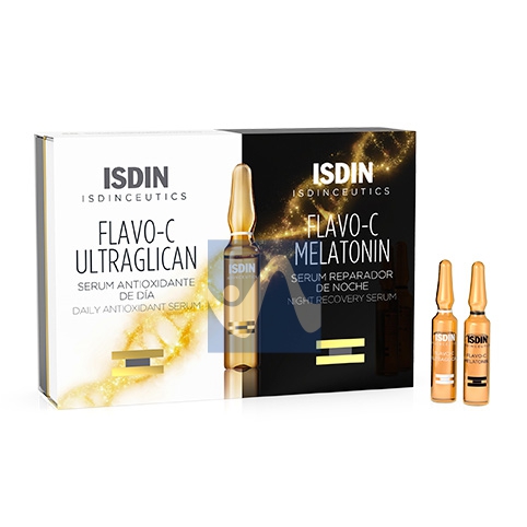 ISDIN Linea Isdinceutics Flavo-C Melatonin + Ultraglican Giorno e Notte 20 Fiale
